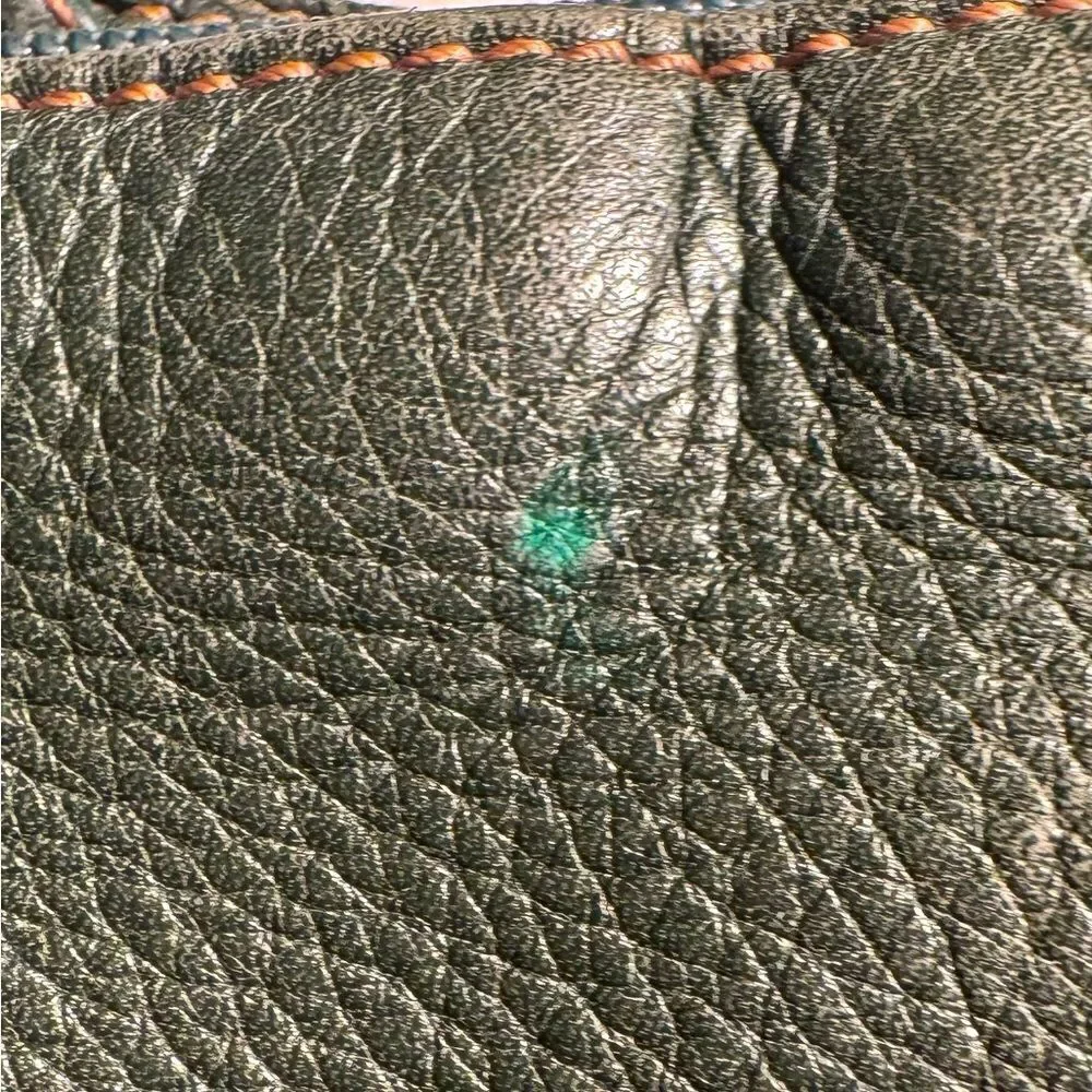 Auth Loewe Green Pebble Grain Leather Anagram Hobo Shoulder Bag Preloved Purse